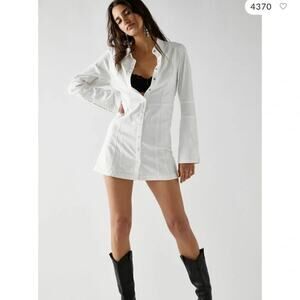 Free People Thea Ivory Button-Down Mini Dress - Size Large, NWT,